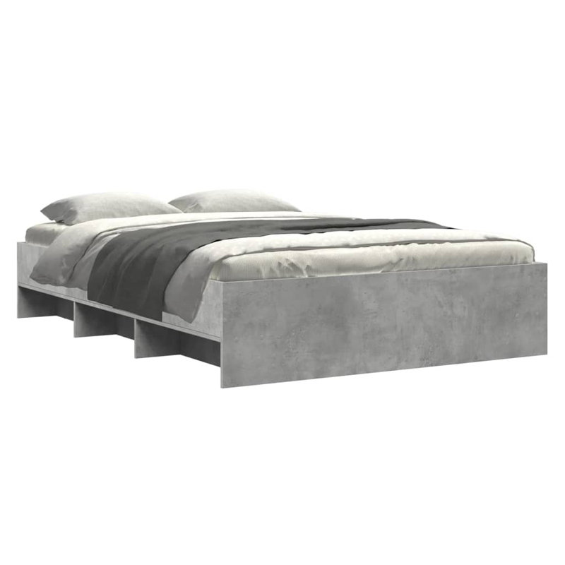 Vidaxl Bed Frame Without Mattress Engineered Wood, Double (4'6), Concrete Grey