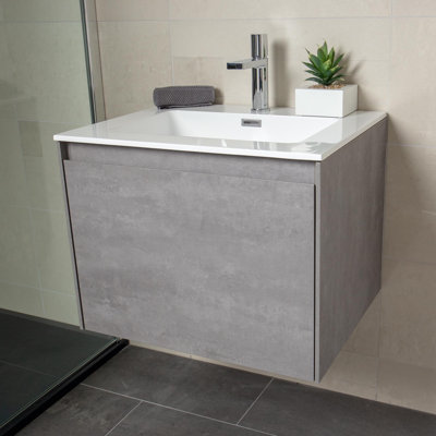 600mm Single Bathroom Vanity with Integrated Polyglomerate Basin