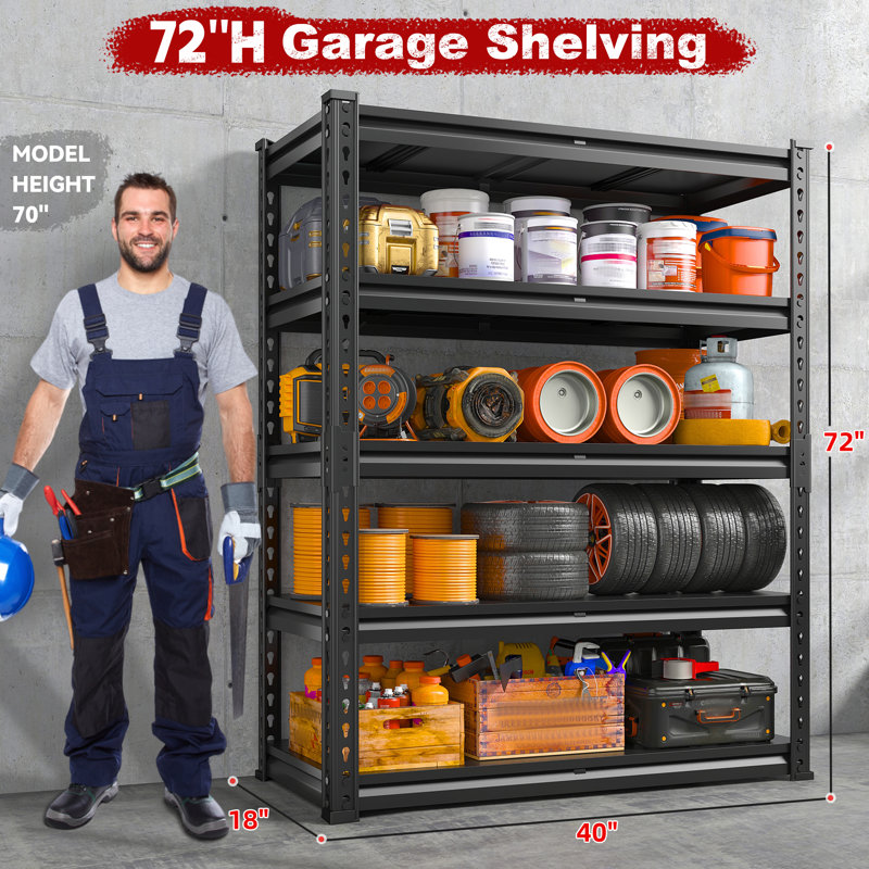 Lynnise Garage Shelving Unit with a Capacity of 3000 lbs Large Heavy-Duty Storage Adjustable Shelves