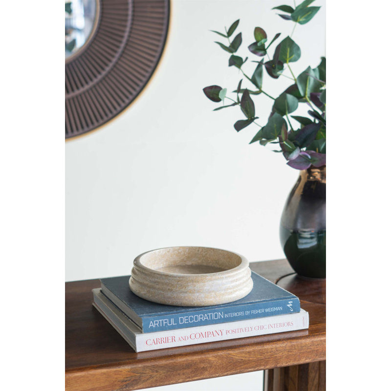 Bol décoratif en marbre crème D8.5X2