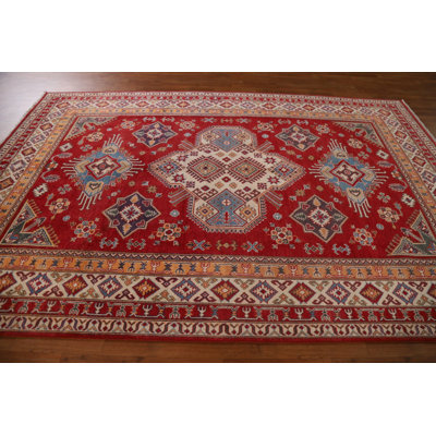Geometric Red Kazak Oriental Area Rug 7x10