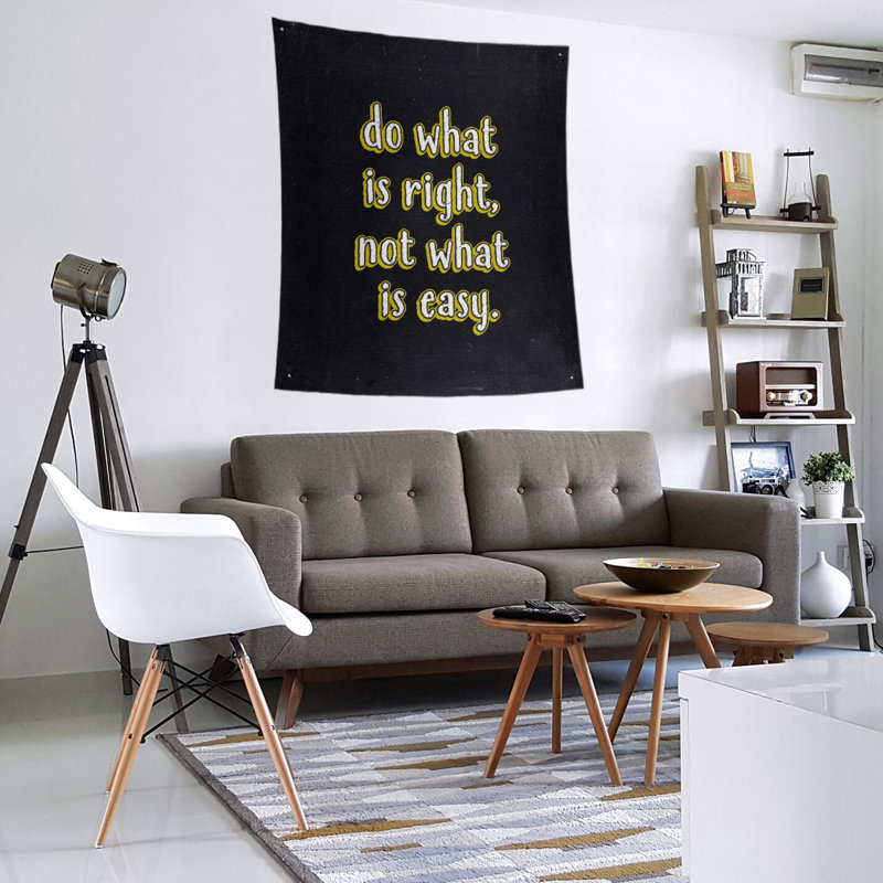 Polyester do what is right quote tableau noir tapisserie, H 104 po x l 88 po, Jaune