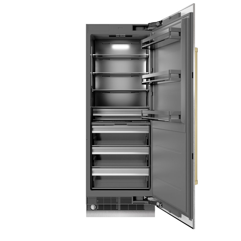 ZLINE Autograph 30 in. Column Refrigerator with Graphite Gray Interior and Champagne Bronze Accents