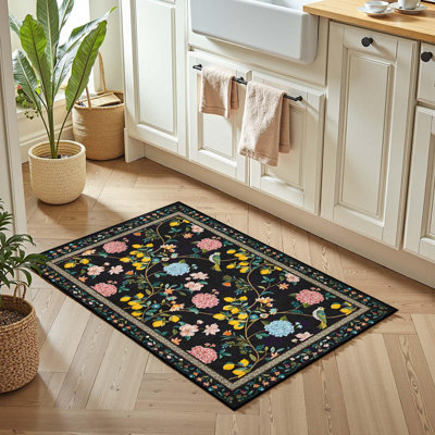 Botanical Floral Washable Non-Slip Area Rug