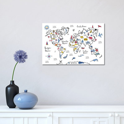 World Map by Farida Zaman - Wrapped Canvas Print