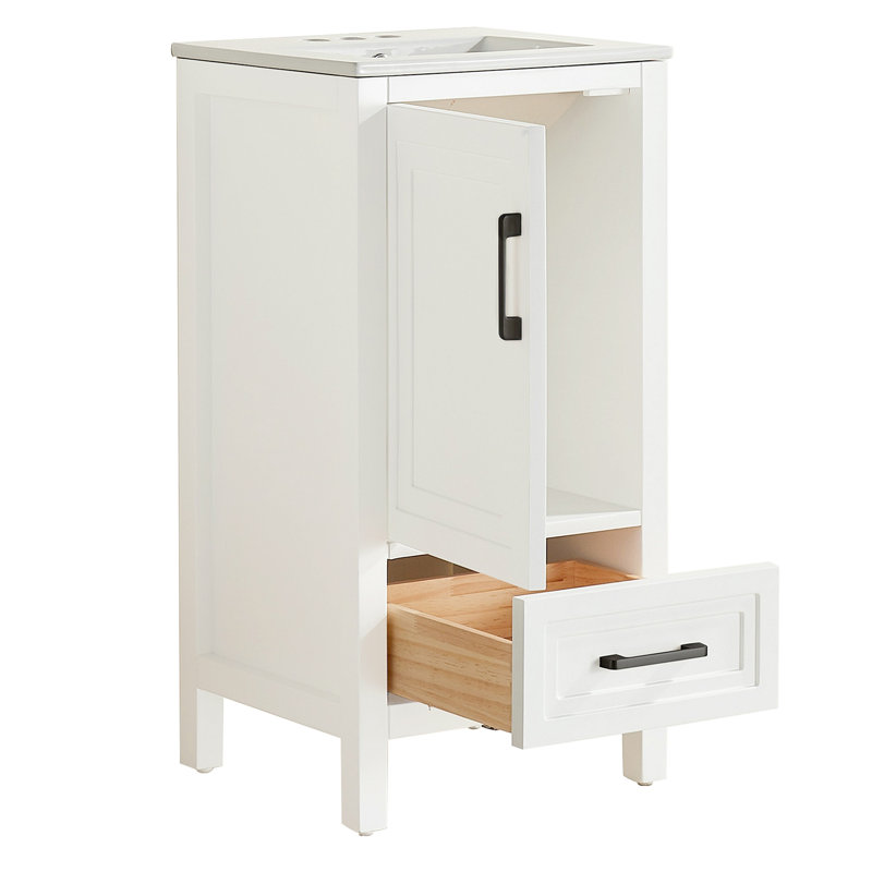 Armoire de salle de bain autoportante entièrement assemblée avec plateau en céramique