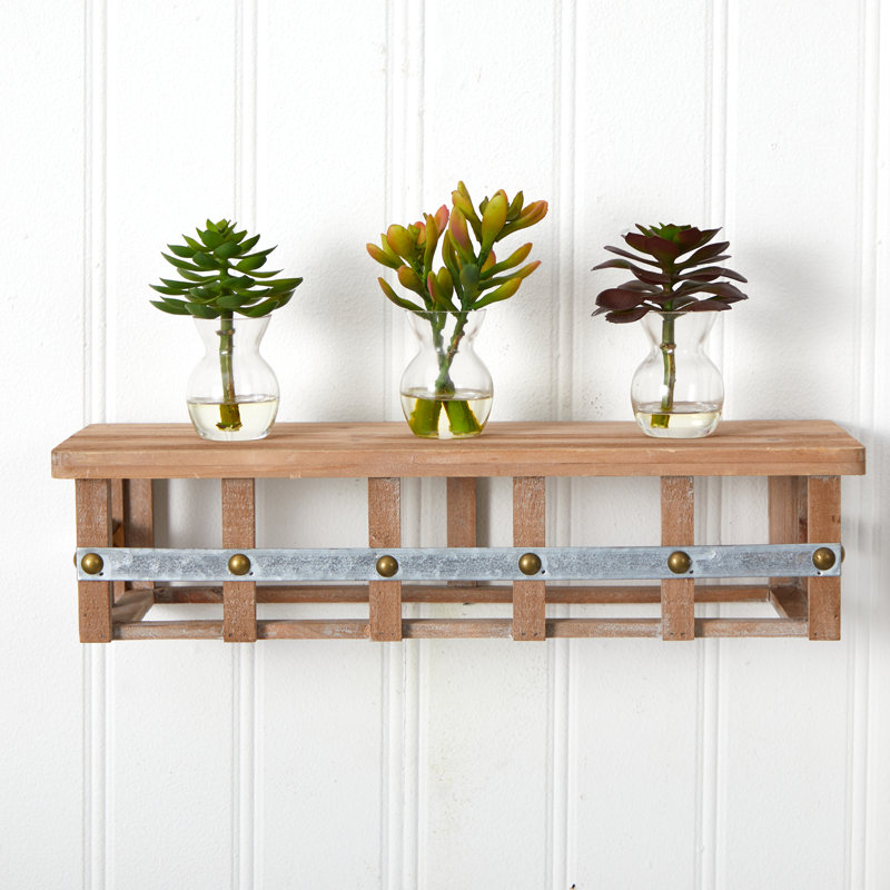 6'' Faux Succulent Plant in Glass Decorative Vase