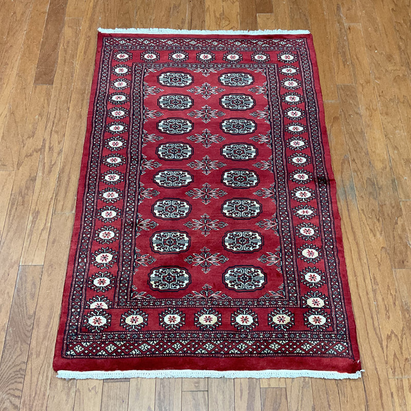  Tapis en laine Bokhara fabriqué à la main, Rectangle 3 pi x 4 pi 8 po
