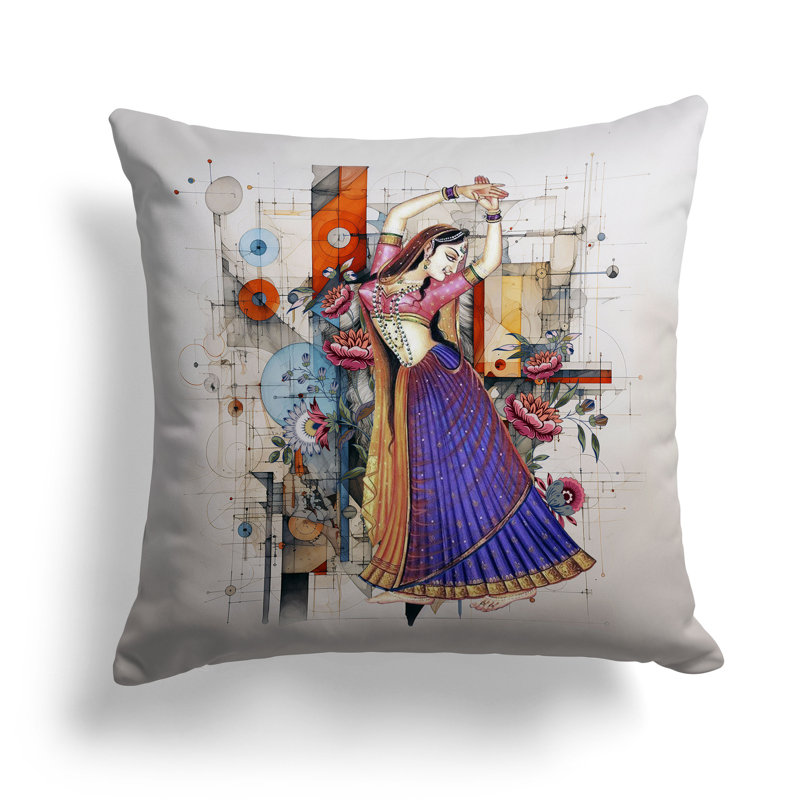 Square Throw Cushion, Blue/Orange, 51cm H x 51cm W