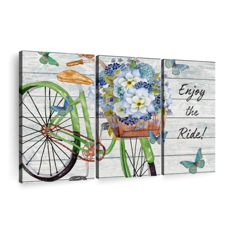 «Bicycle Inspirations III», 3 pièces sur toile, H 20 po x l 33 po x P 1,25 po