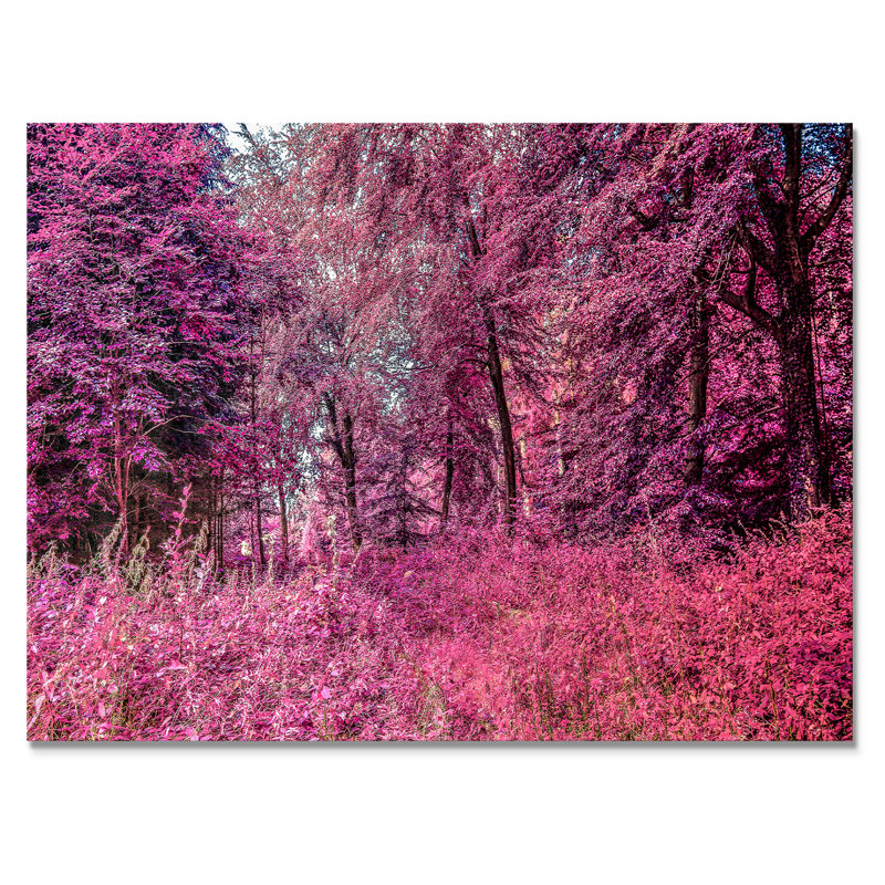 «Pink and Purple Fantasy Forest VII», reproduction sur toile flottante, H 16 po x l 32 po x P 1 po, Toile tendue