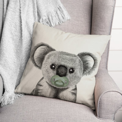 Pacifier Koala Square Pillow Cover & Insert