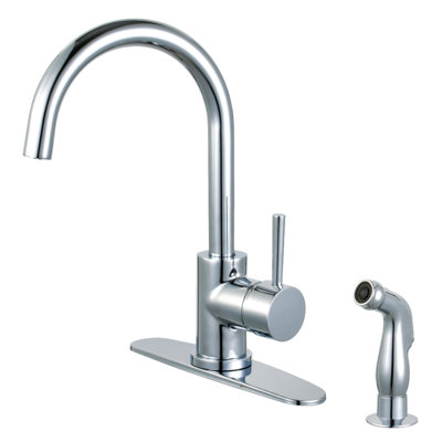 Robinet de cuisine à fixation sur comptoir à poignée simple avec douchette latérale Kingston Brass