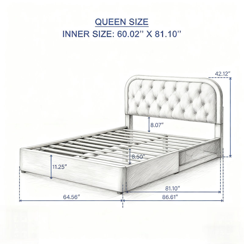 Cadre de lit rond rembourré avec tête de lit, pour un décor de chambre à coucher moderne et confortable.