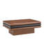 Table basse empilable à 3 niveaux avec placage en bois véritable, centre de table rectangulaire moderne avec bords arrondis pour le salon-290875275