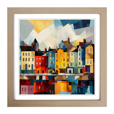 City Of Galway Cubism No.2 - Single Picture Frame Print on Wood