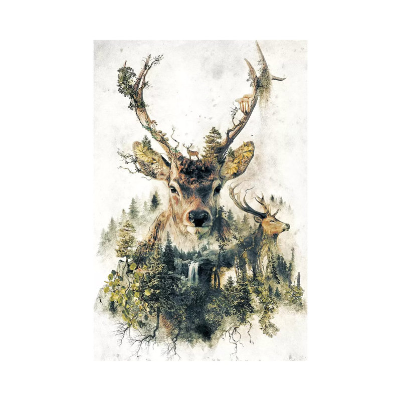 Surreal Deer by Barrett Biggers - Wrapped Canvas Painting, 66.04 cm H x 45.72 cm W x 1.91 cm D