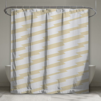 Rideaux de douche beige à lignes en zigzag