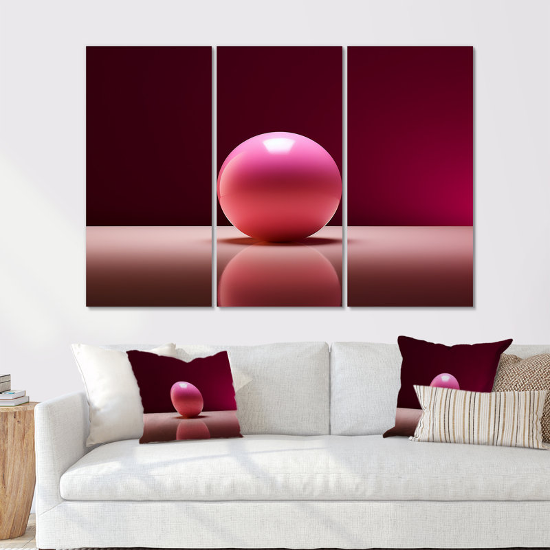 «Pink Rose Roll» - ensemble d'art mural sur toile Bowling, H 32 po x l 48 po