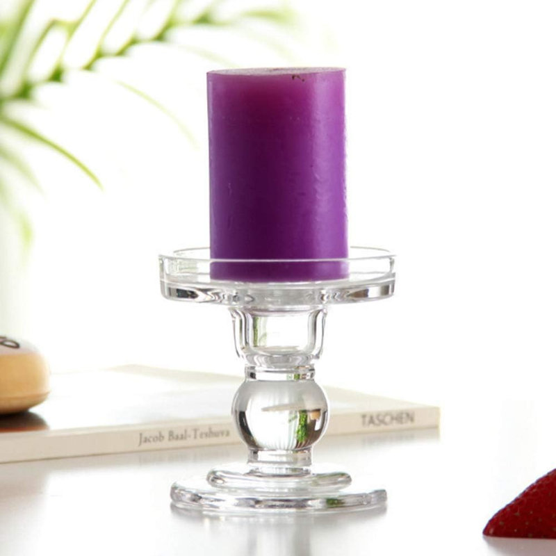 Clear Glass Pillar Candle Holder – 3.5" Candlestick