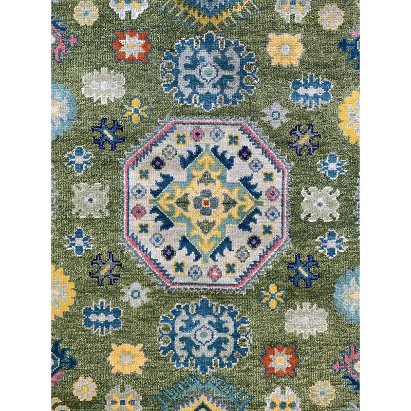 Light Light Gray Hand Knotted Area Rug, Rectangle 10' x 14'