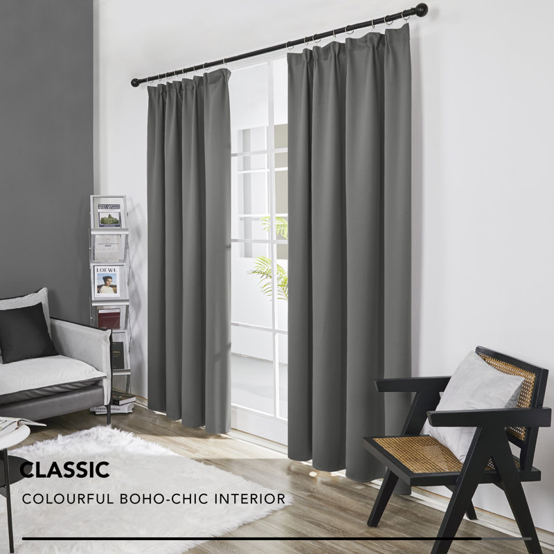 Farhod Blackout Curtain, 117cm Width x 138cm Drop, Light Beige