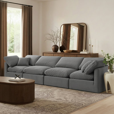 Musheerah 140'' Velvet Sofa
