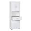 Grande armoire de salle de bain avec panier à linge, grand panier de rangement inclinable et armoire supérieure, blanc