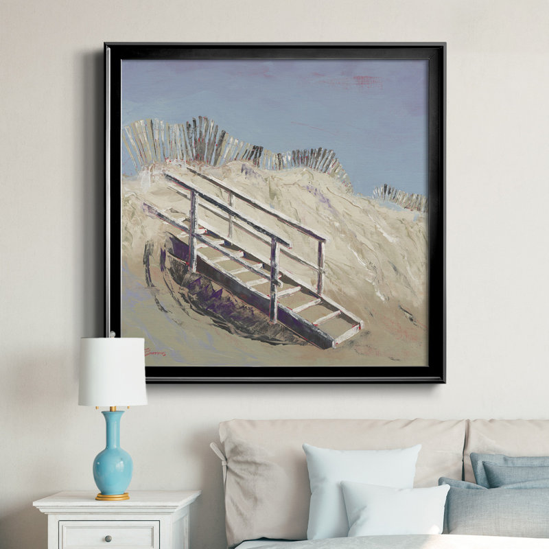 Beach Access - Cadre photo, reproduction d'art sur toile, H 26,5 po x l 26,5 po x P 1,5 po, Cadre en érable