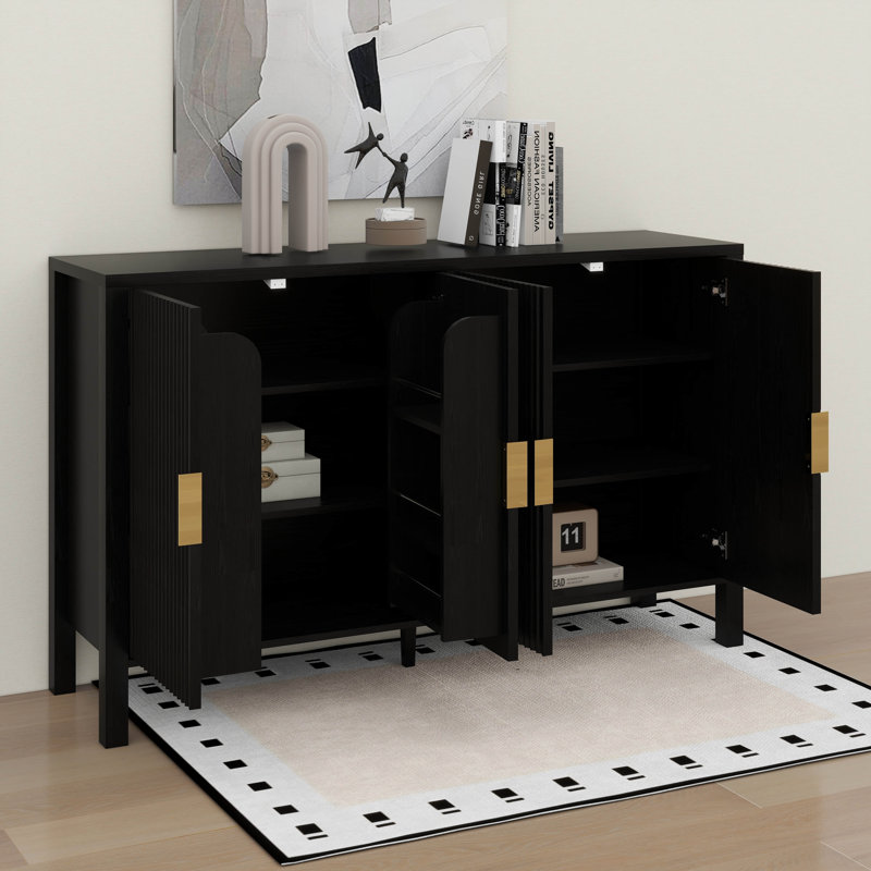 Armoire de rangement à rayures Modern Modern, Noir
