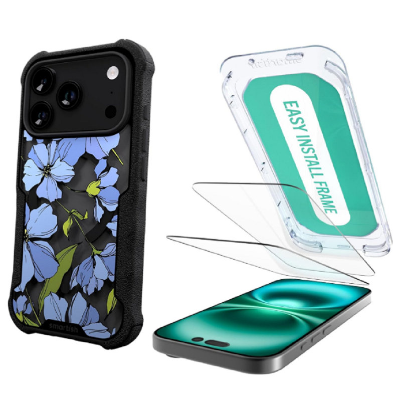 Smartish iPhone 17 Pro MagSafe Case + Screen Protector Bundle - Gripzilla + Tuff Sheet 2-Pack Tempered Glass Screen Covers - Extra Strength 9H Glass for Apple iPhone 17 Pro