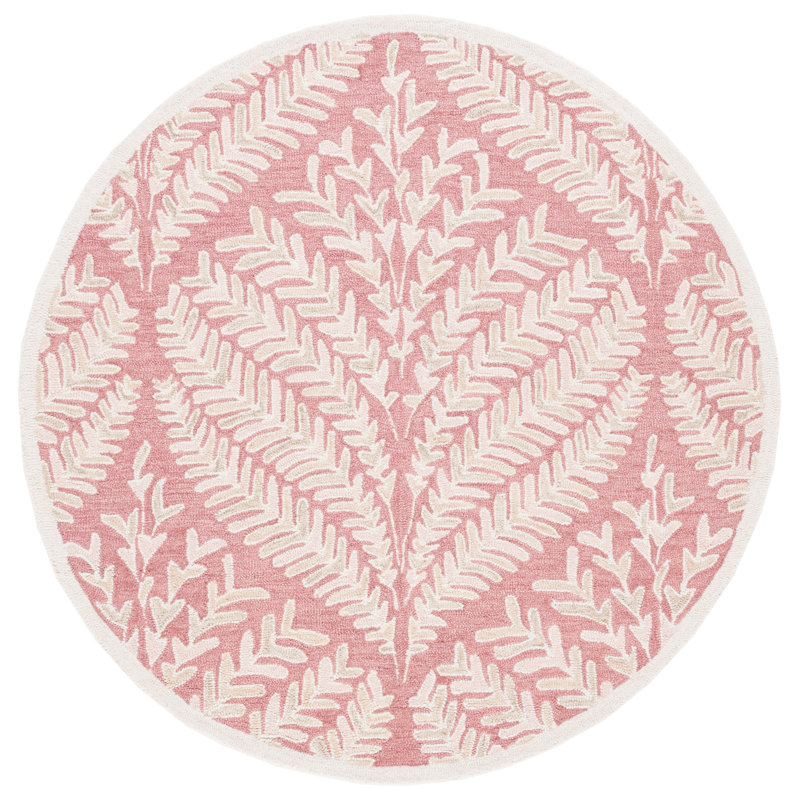 Jashona Hand Tufted Wool Floral Rug, Round 8'