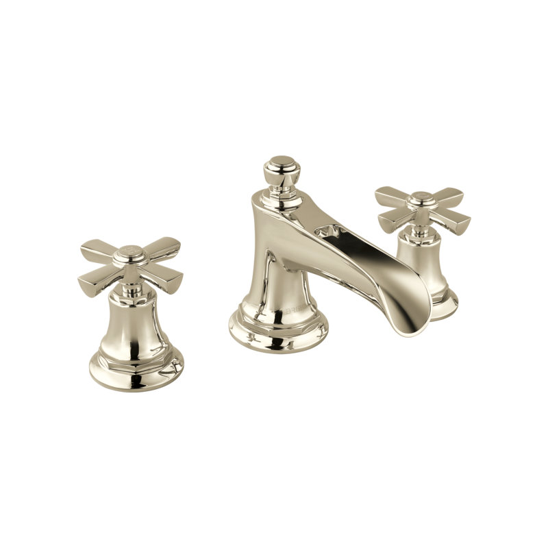 Rook® Widespread Bathroom Faucet with Drain Assembly, 1.2, Cross, Polished Nickel