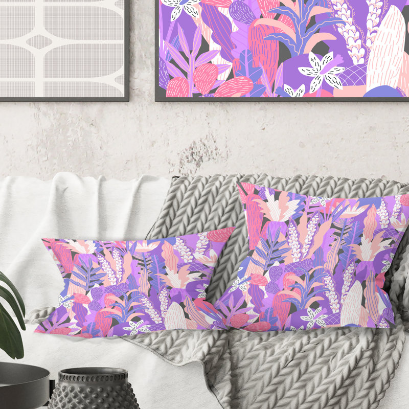 Coussin décoratif fantaisie imprimé fleurs Mid-Century Modern