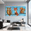 Animaux, chouette renard, écureuil, branche d'arbre, reflet du ciel, ensemble de 3 impressions sur toile-1042227638