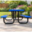 Table de pique-nique rectangulaire en acier de 6 pieds avec trou pour parasol, bleu