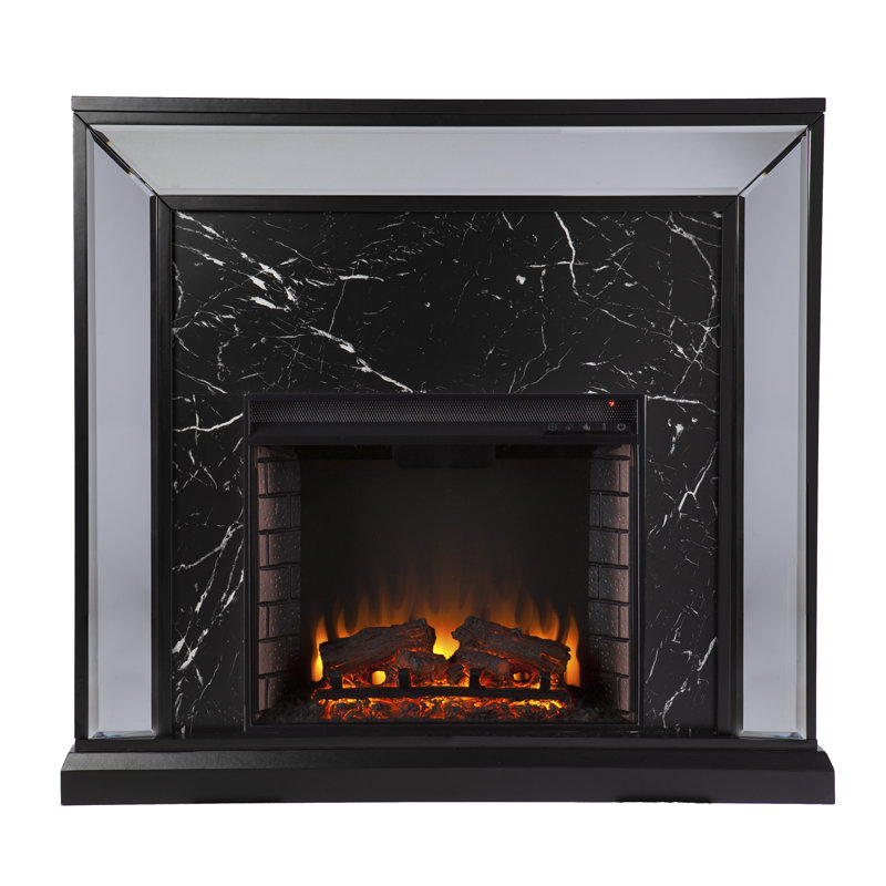 Catarcio 44'' W Antique Silver Electric Fireplace with 4700 BTU