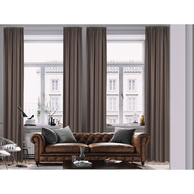 Extra Long & Extra Wide Faux Linen Decorative Curtain Single Panel, 140cm Width x 175cm Drop, Grey
