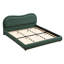 Très grande base de lit tapissier plateforme avec tête de lit arrondie à coins arrondis, lattes en bois, pieds en bois de chêne massif, tissu chenille, aucun sommier requis, assemblage facile, vert olive-850349271