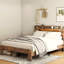 Base de lit plateforme en bois pour grand lit avec tête de lit à DEL et rangement 2 ports, scénario de fonction silencieuse, pas de sommier nécessaire, étape d'installation simple, grand nombre de sous-vêtements, fonctionnement, configuration, pièce, foncé