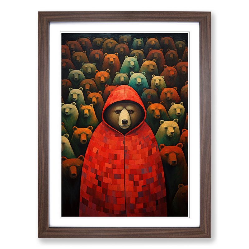 Single Picture Frame Print on Wood, Walnut Framed, 34cm H x 25cm W
