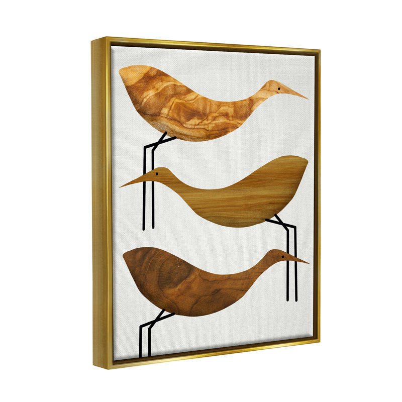Toile abstraite, cigognes et oiseaux rustiques, art mural par Daphne Polselli, H 31 po x l 25 po x P 1,7 po