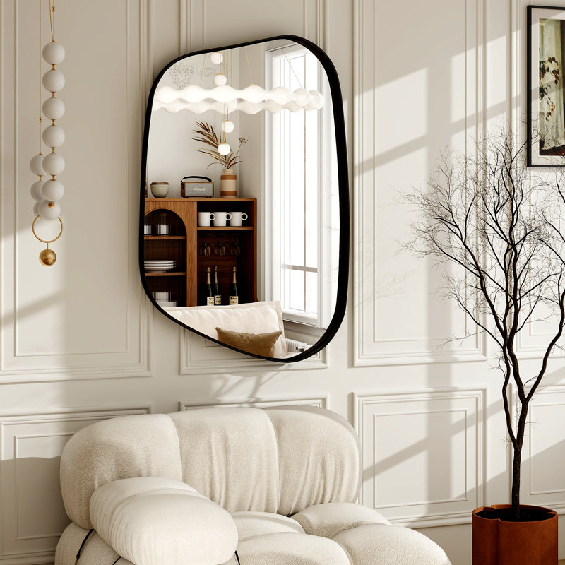 Miroir mural en aluminium, Noir, H 40 po x l 26 po x P 1,4 po