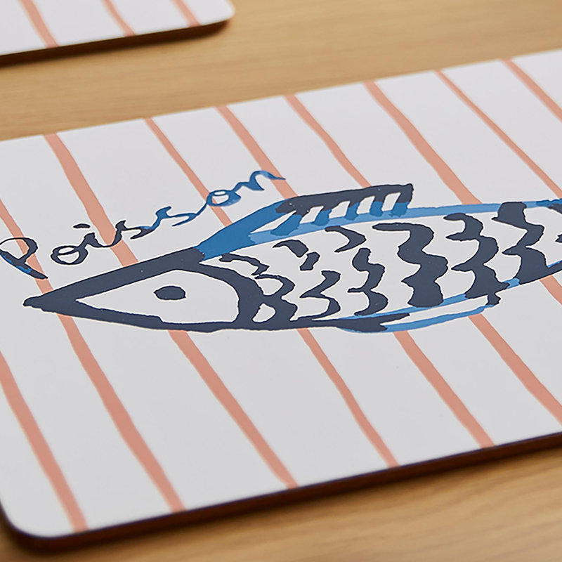Catch Of The Day Paper Printed MDF Striped Placemat