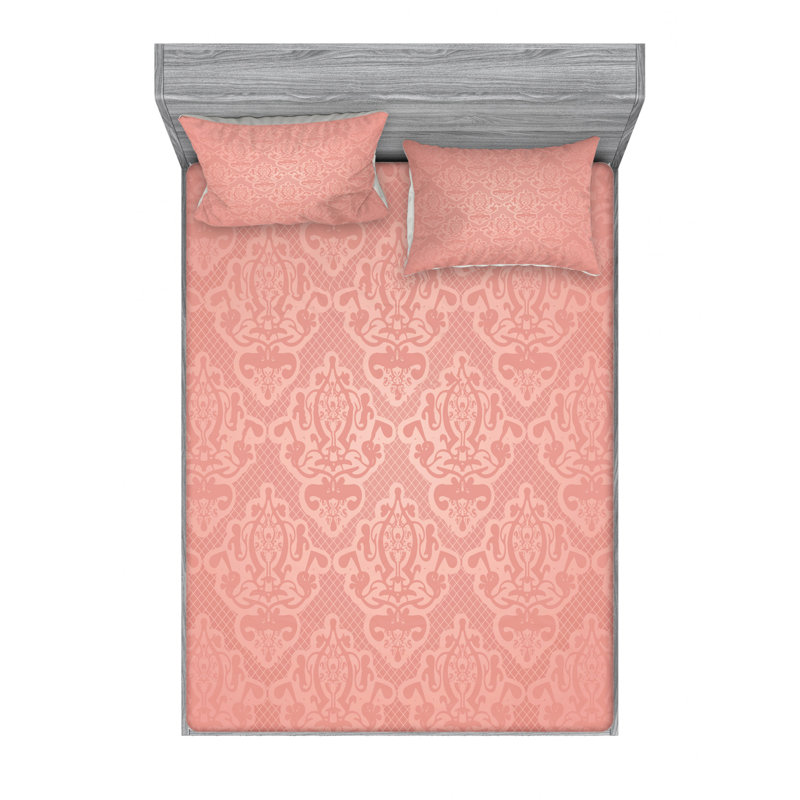 Microfiber Damask Sheet Set, Full Sheet Set + Fitted Sheet + 2 Pillowcases