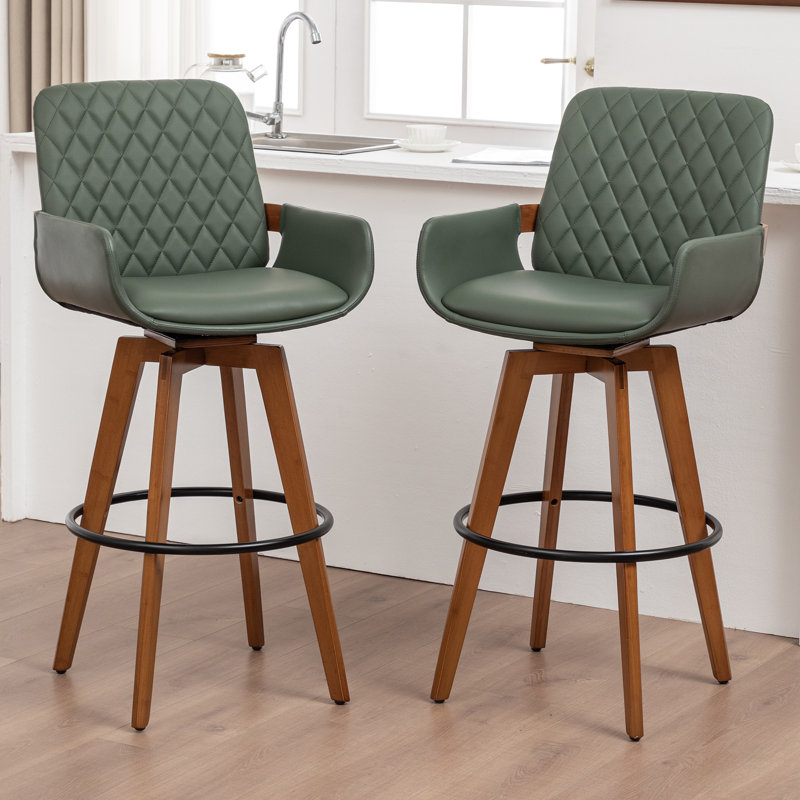 Tabourets de comptoir pivotants modernes rembourrés, Vert, Tabouret de comptoir (siège d'une hauteur de 26,5
