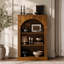 3-Tier Arched Open Bookshelf, Traditional Freestanding Bookcase with Decorative Beaded Trim, Light Walnut Wood Display Shelf for Living Room, Home Office, Bedroom, and Hallway