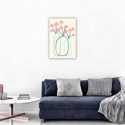 Art floral sur toile beige 12 x 18