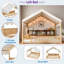 Lit en bois avec auvent, 3 étagères de rangement et lumière DEL-248035314