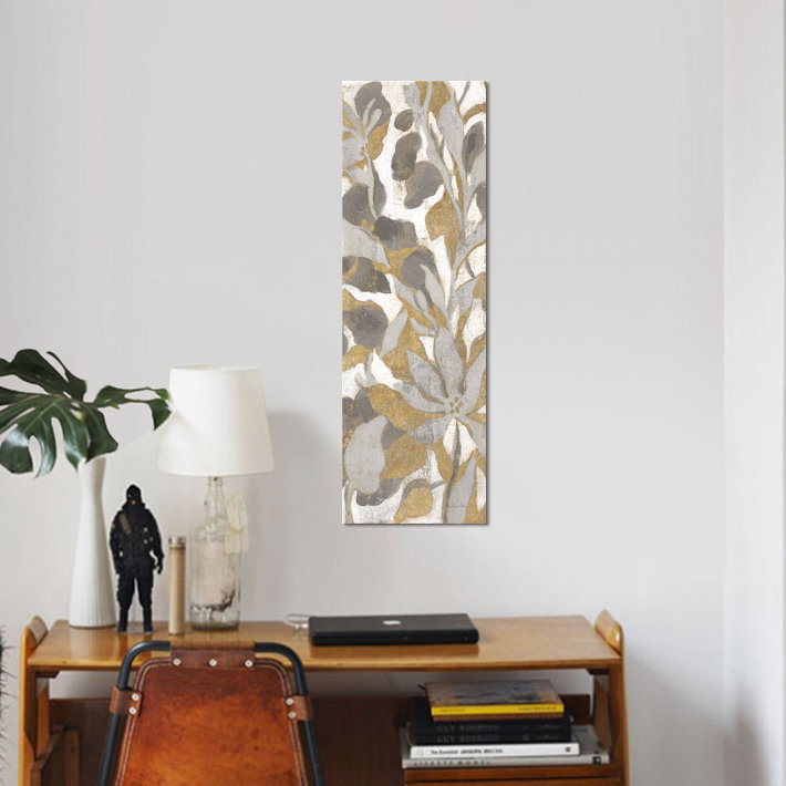 «Painted Tropical Screen, Gray Gold I», reproduction d'impression sur toile tendue, H 48 po x l 16 po x P 1,5 po